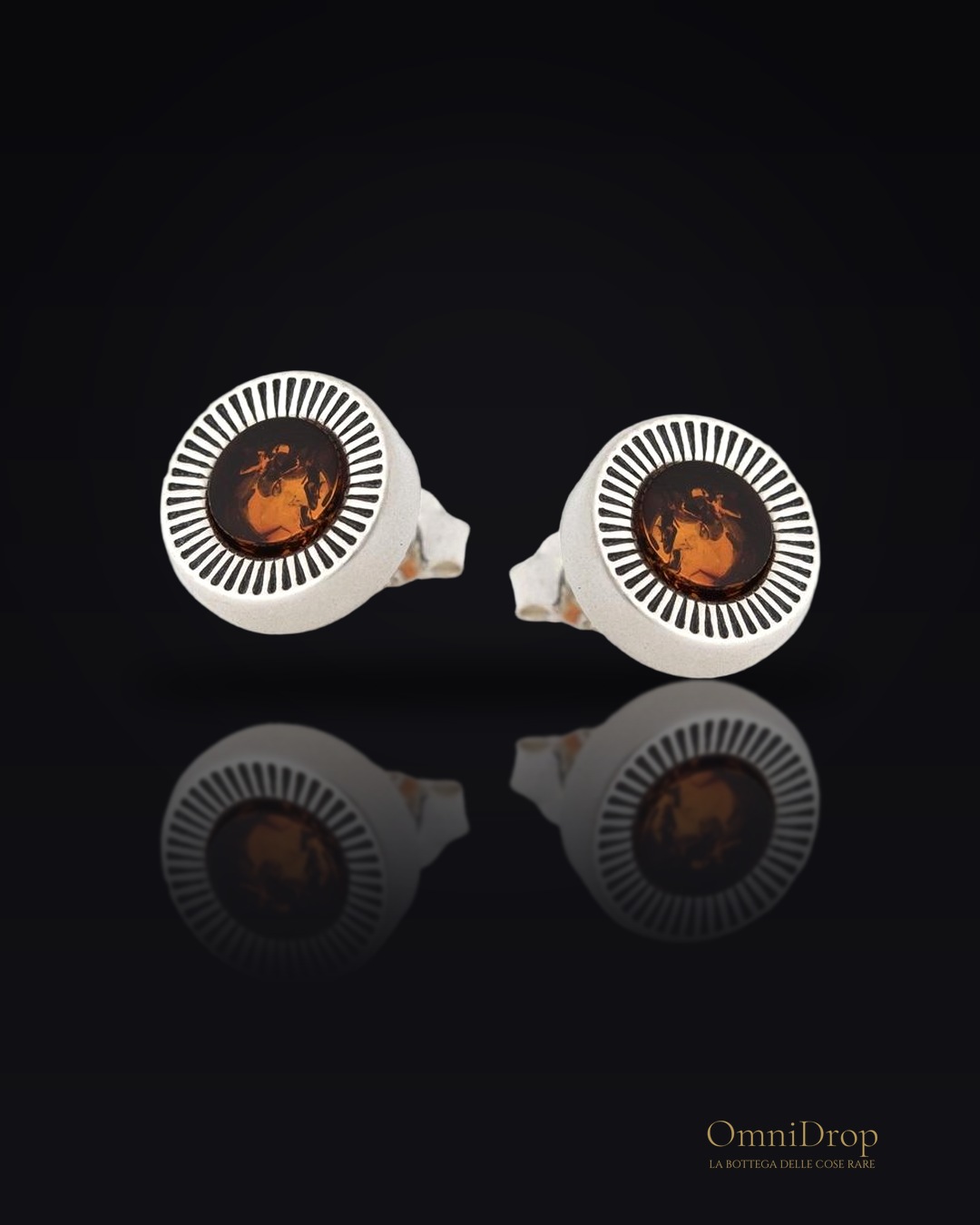 Orecchini ambra cognac, per captare la luce della vita