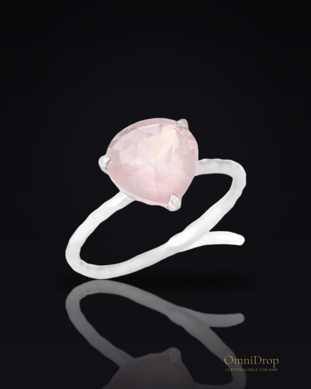Anello cuore quarzo rosa, per regalare l'amore