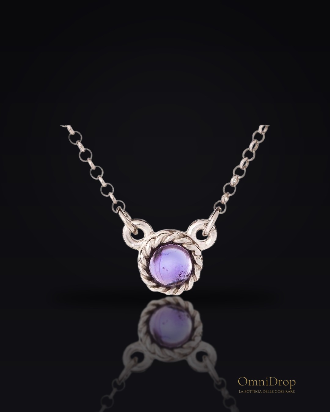 Collana tonda con ametista viola, per portare l'intensità