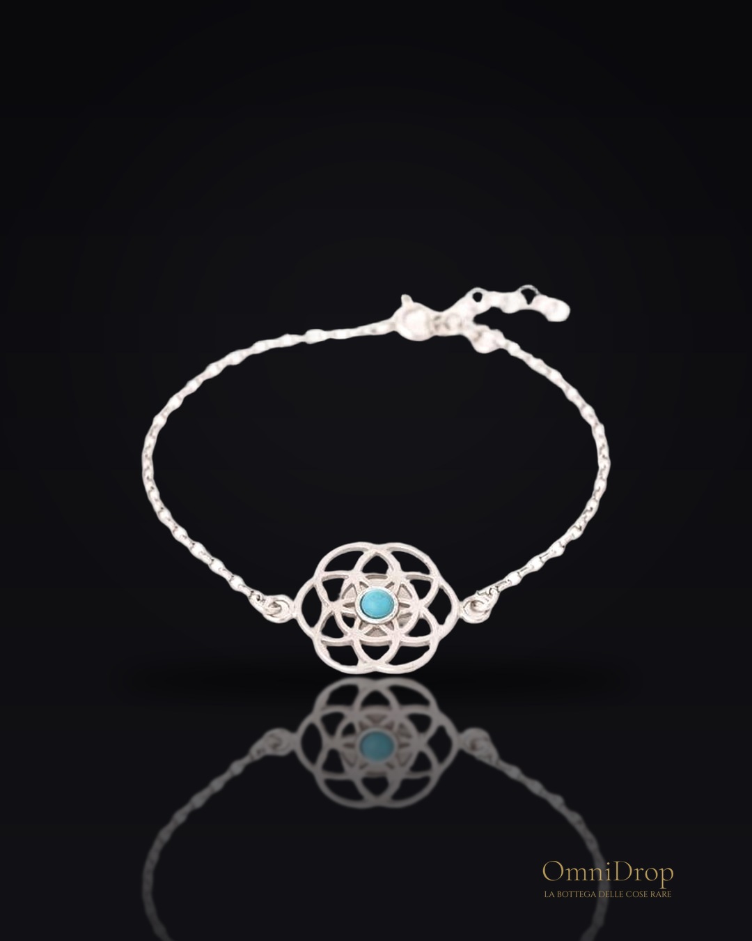Bracciale fiore della vita turchese, per vivere intensamente
