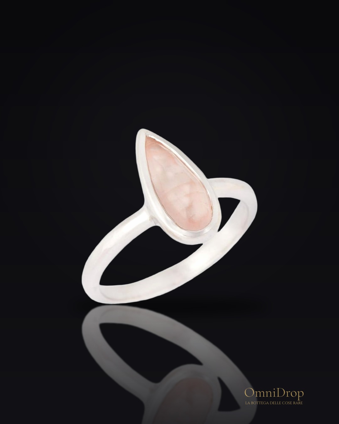 Anello di argento 925 con quarzo rosa per accendere l'amore interiore, per ricordare l'amore che ci unisce