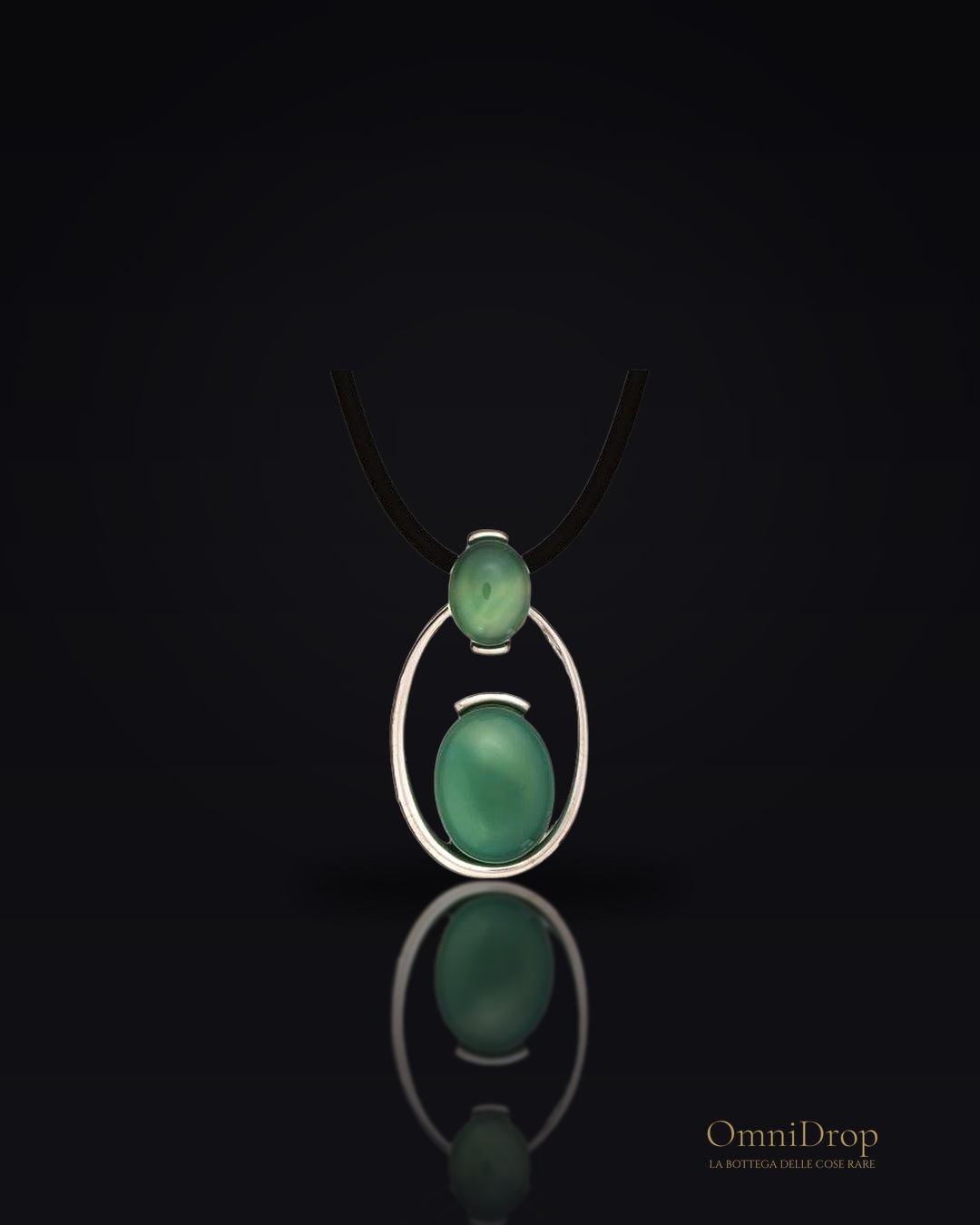 Collana in argento con pietra di agata verde - per tenere accesa la serenità dentro di sé