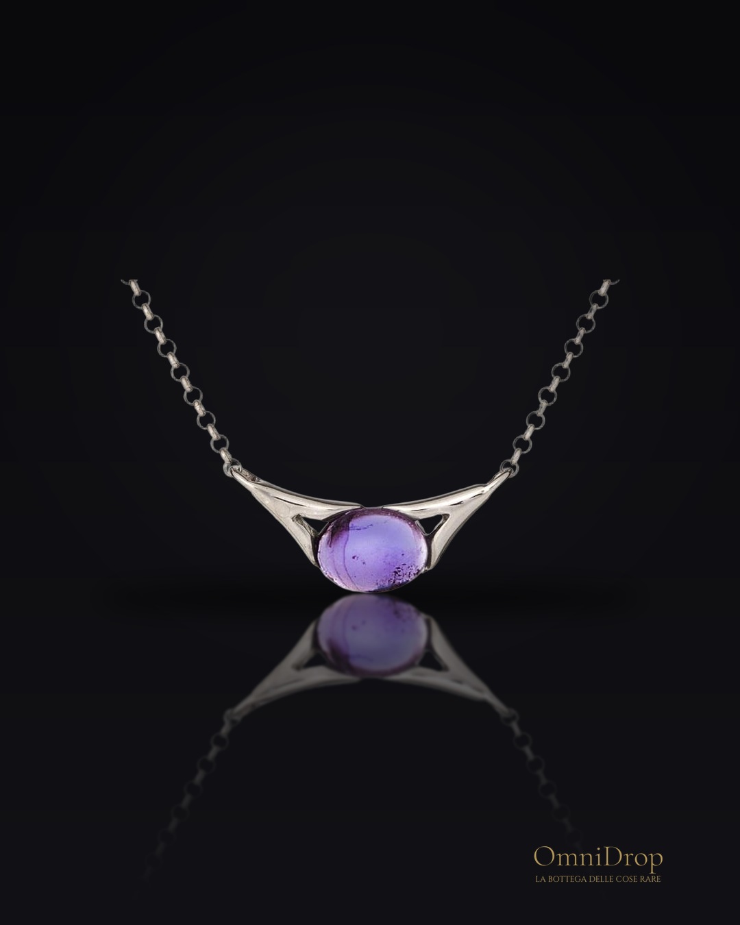 Collana con agata acqua naturale, argento 925 rodiato - Un simbolo di serenità per ogni momento