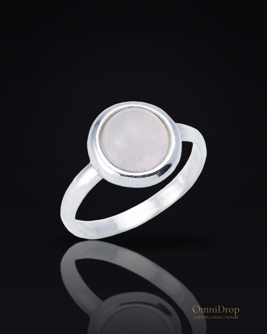 Anello di argento 925 con quarzo rosa naturale, per portare la calma in ogni momento