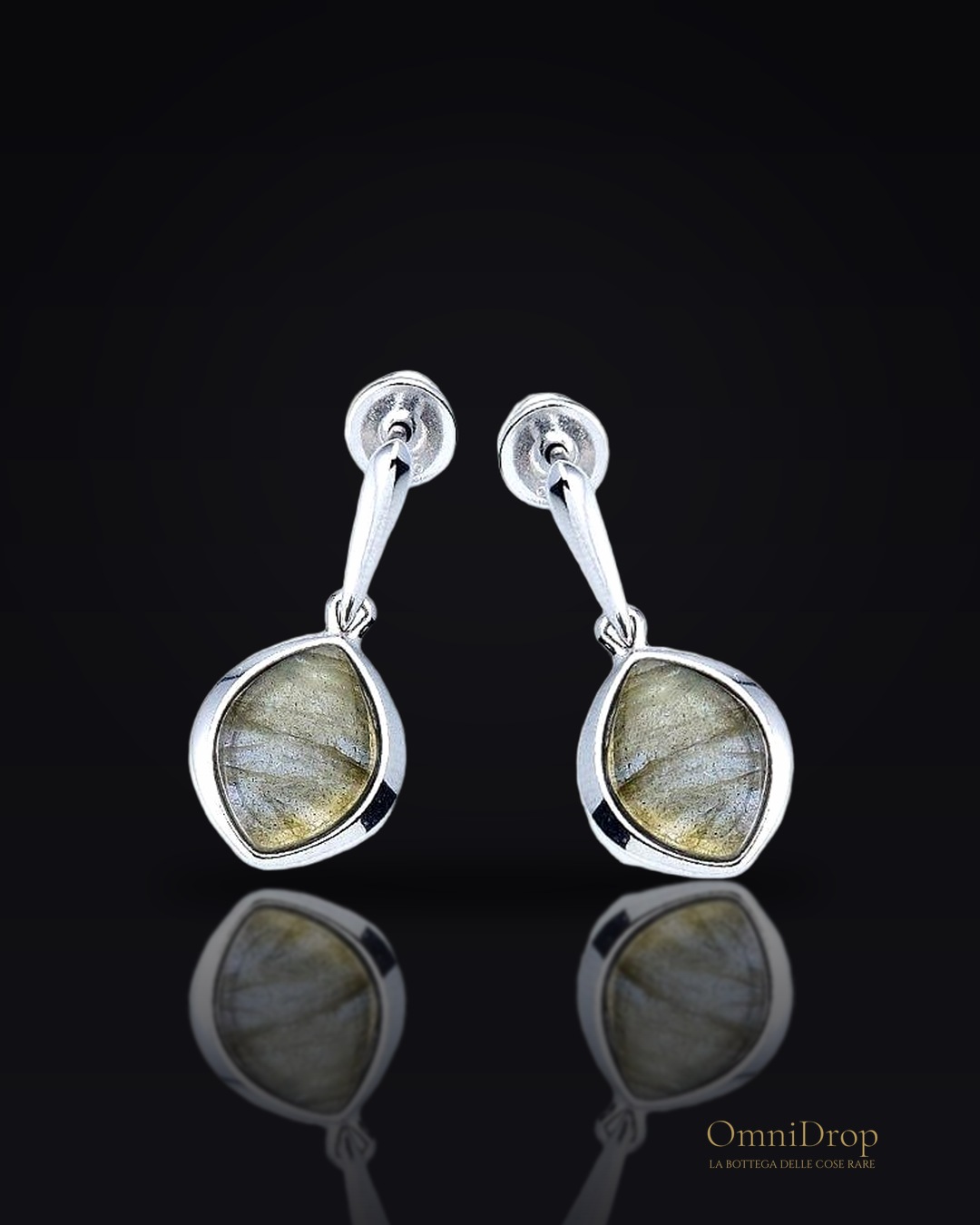 Orecchini pendenti Labradorite multicolore, per catturare luce e colore