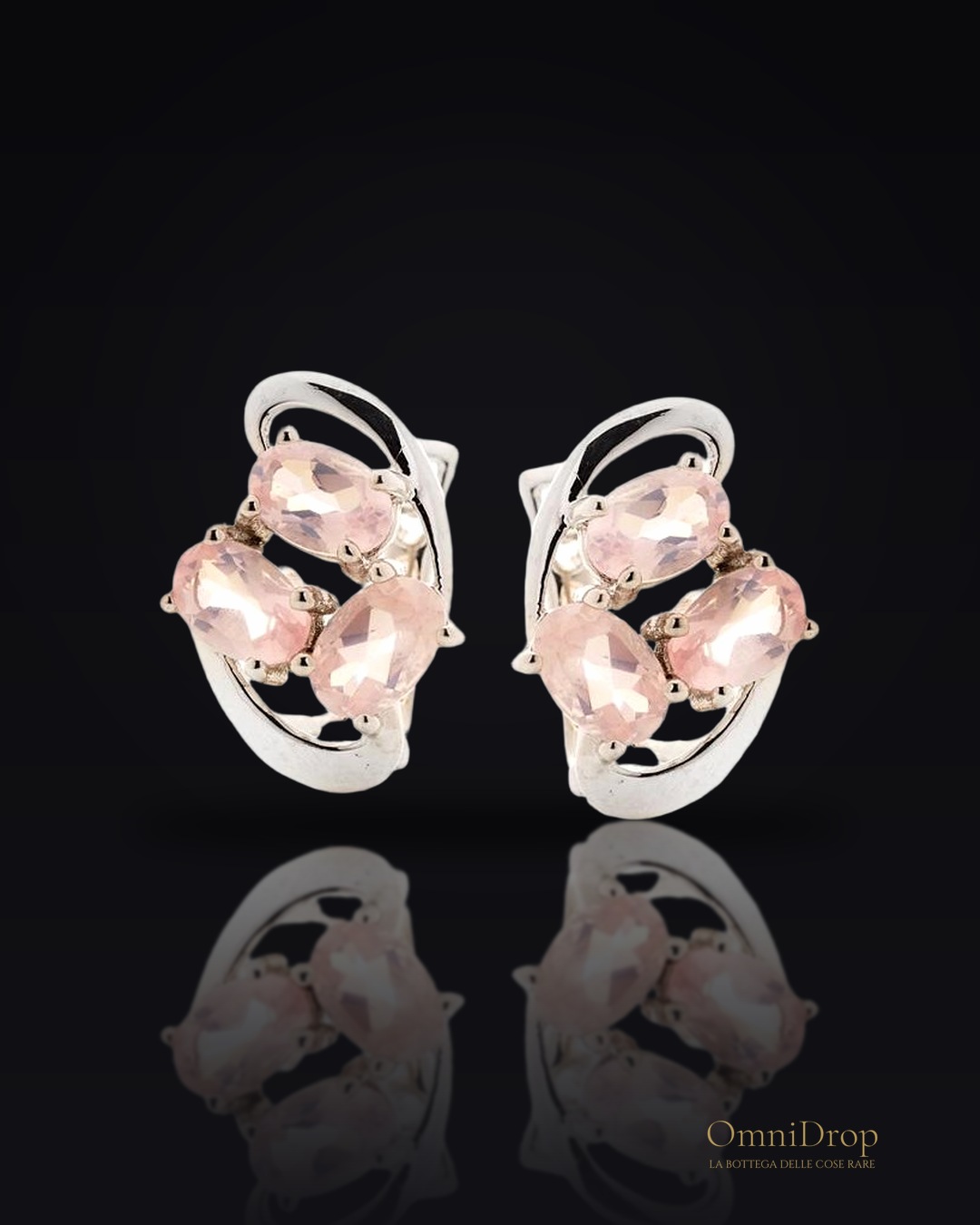 Orecchini quarzo rosa, intenzione di amore