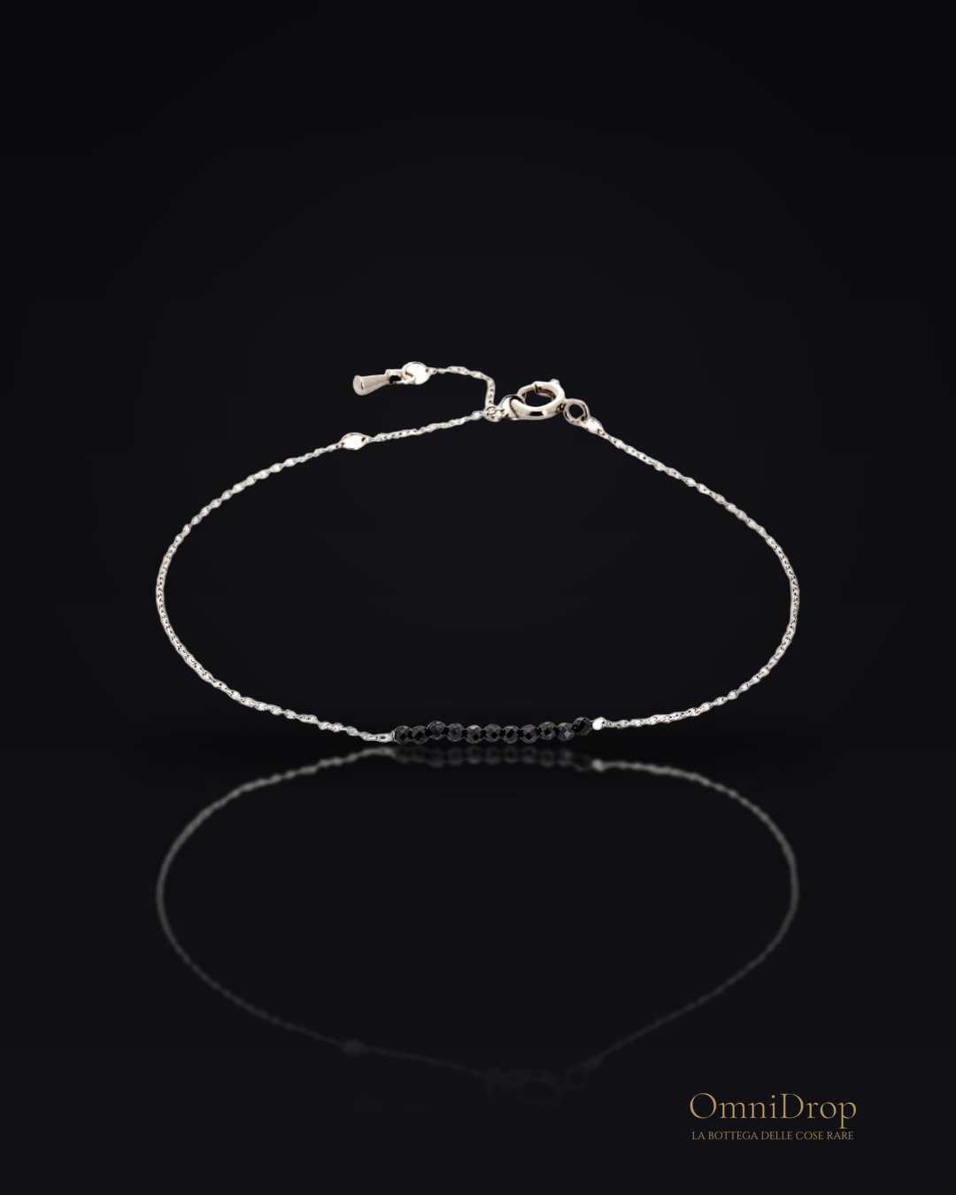 Bracciale in spinello nero irregolare, acciaio inossidabile per portare con te un'intenzione