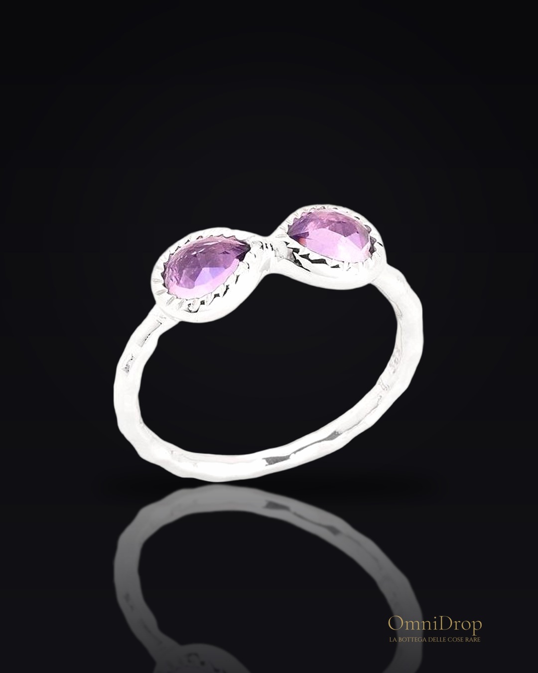 Anello goccia ametista viola, per preservare il tuo ritrovo segreto