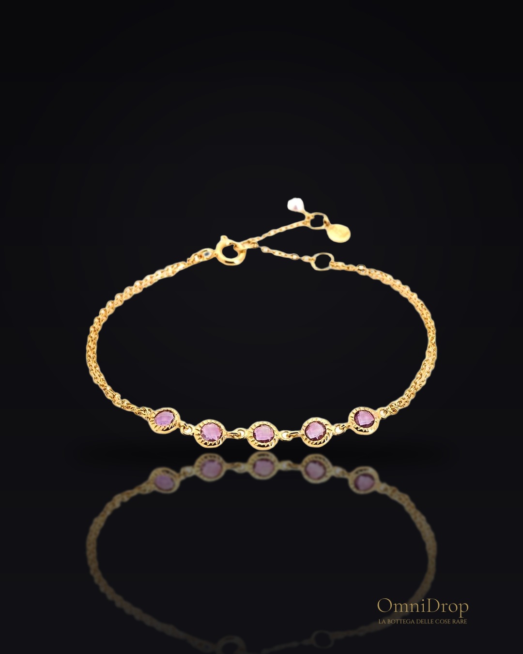 Bracciale con ametista viola, per evocare l'essenza del cielo notturno