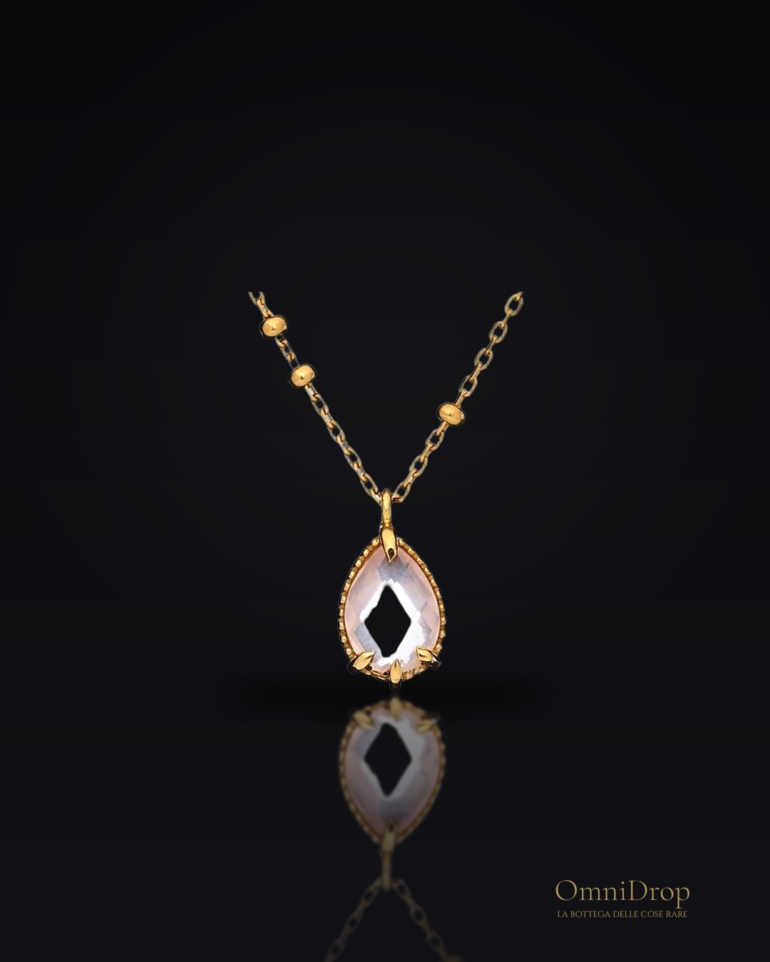 Collana con quarzo rosa naturale argento 925 dorato 423 cm