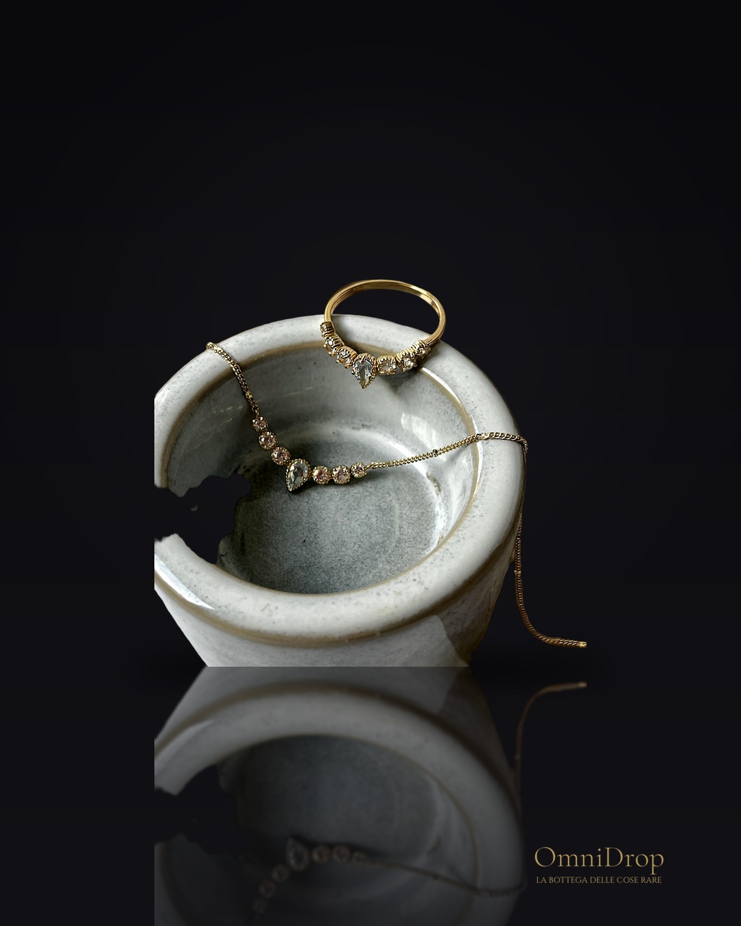 Collana in topazio blu naturale su argento dorato 925, per portare serenità con te