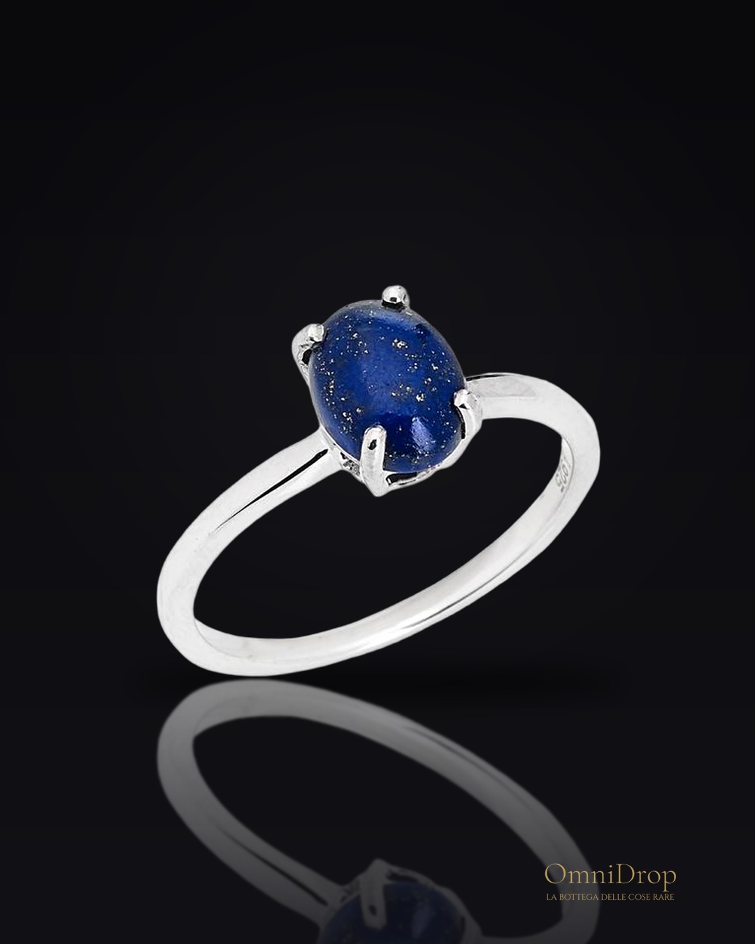 Anello ovale di lapislazzuli blu, per evocare l'eternità