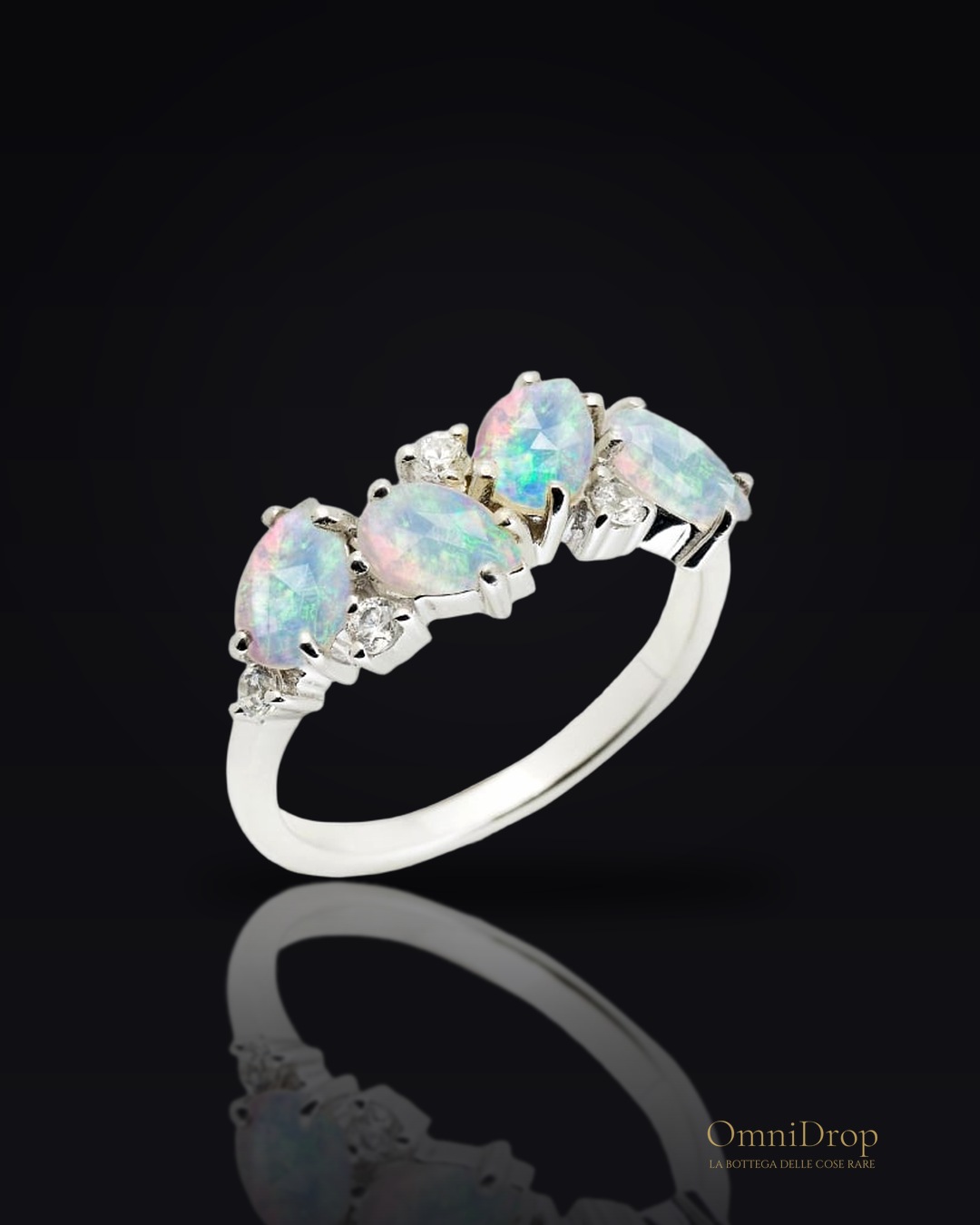 Anello opale bianco goccia naturale, per portare la pietra del cambiamento
