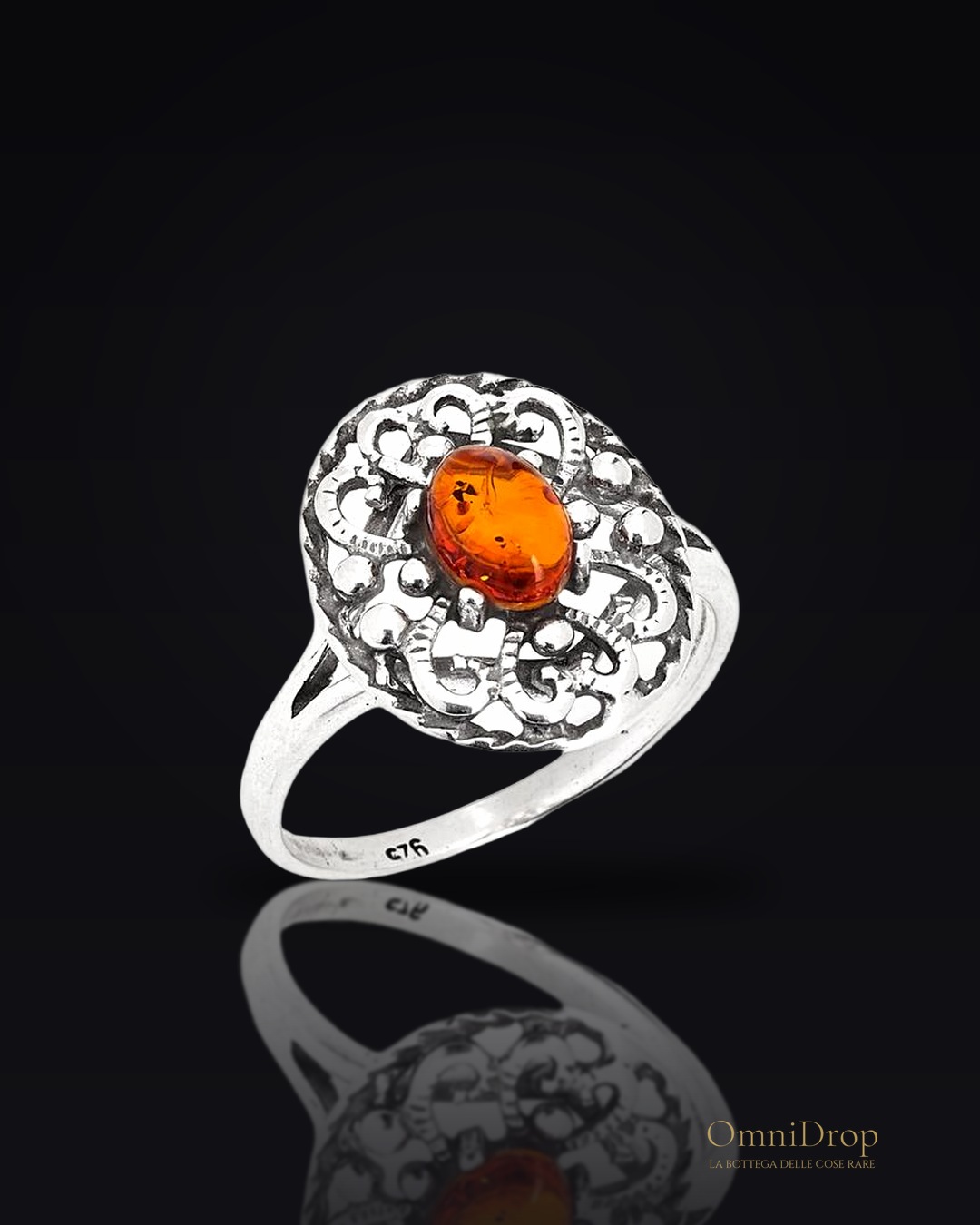 Anello ambra cognac, per memoria dolce