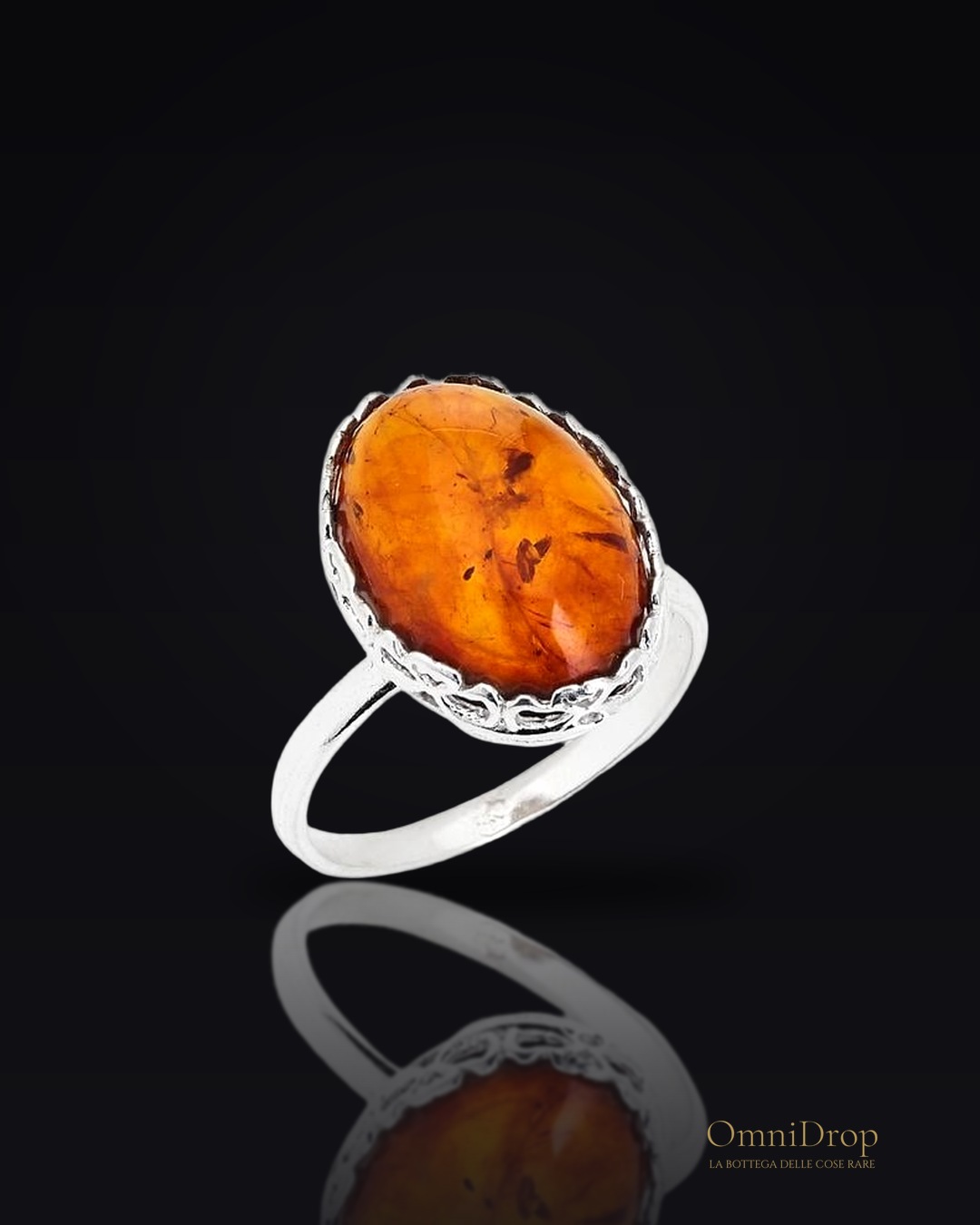 Anello ambra cognac, per ricordare i momenti d'oro
