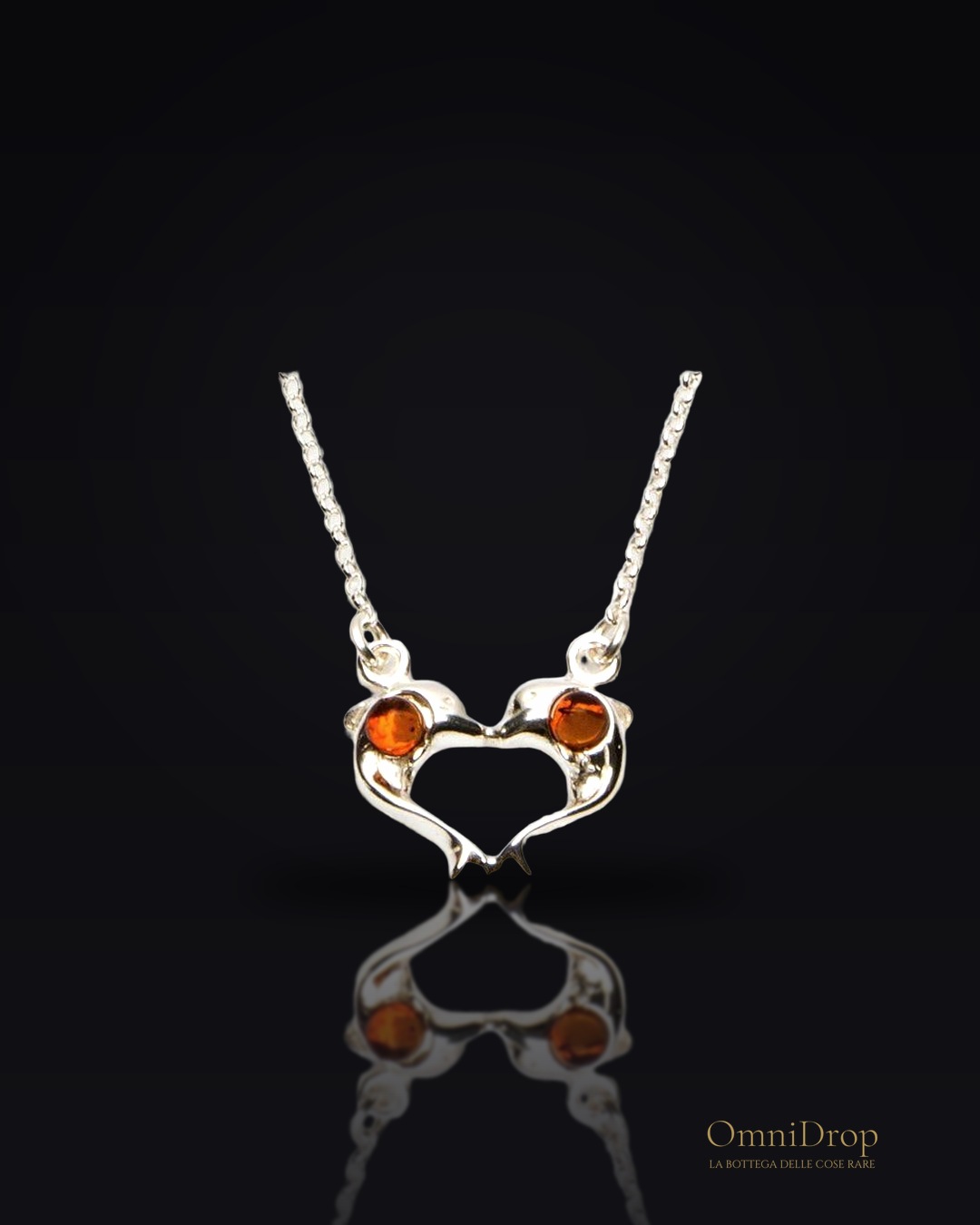 Collana Delfino Cuore Ambra Cognac, Sentimento Marinero