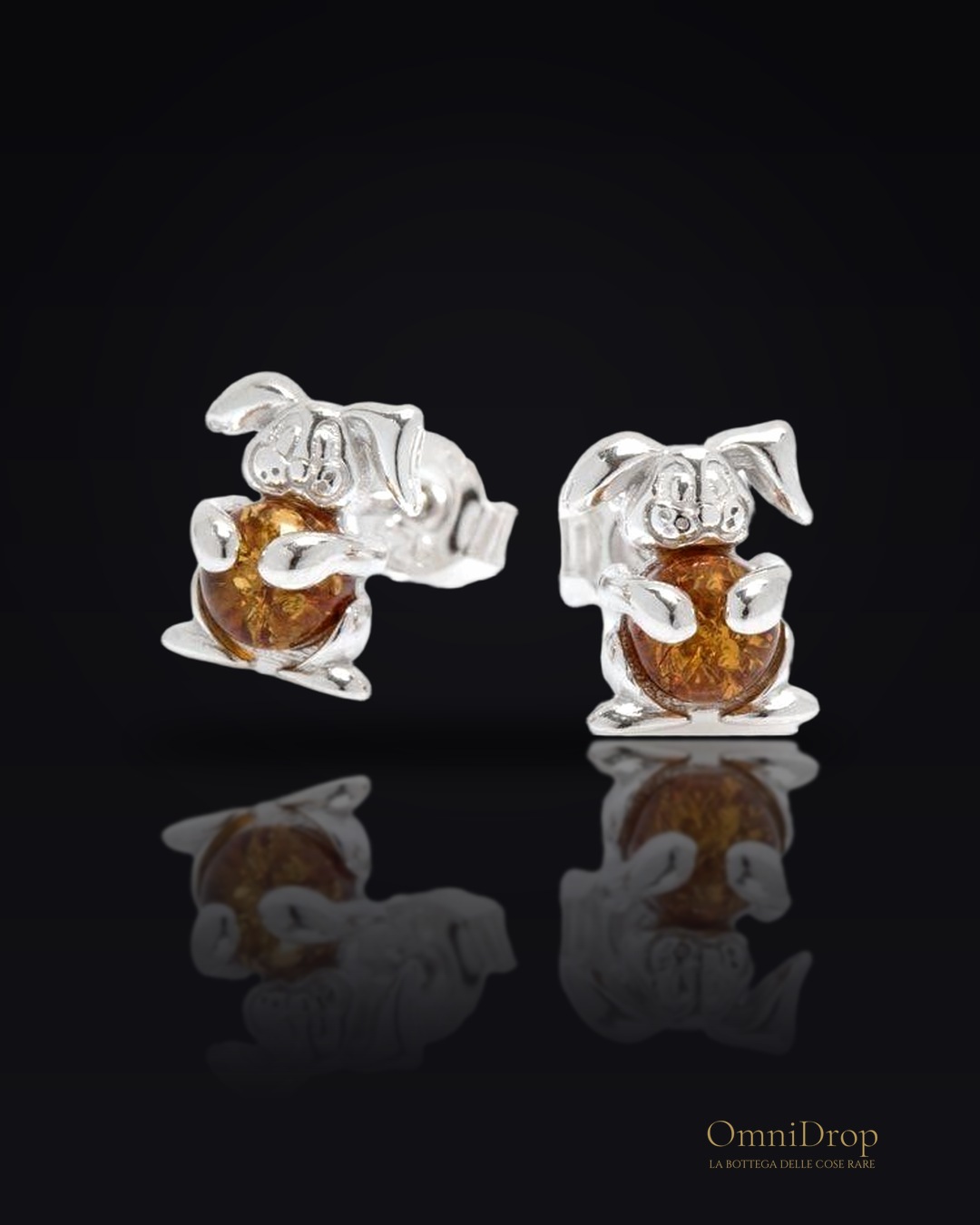 Orecchini bambino ambra cognac, ricordo dolcezza