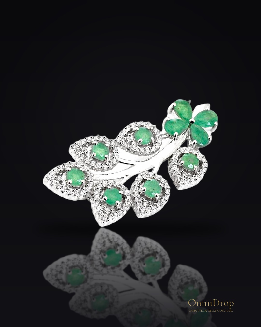 Spilla in avventurina verde tonda naturale, in argento rodiato 925, 4 mm, 4x6 mm