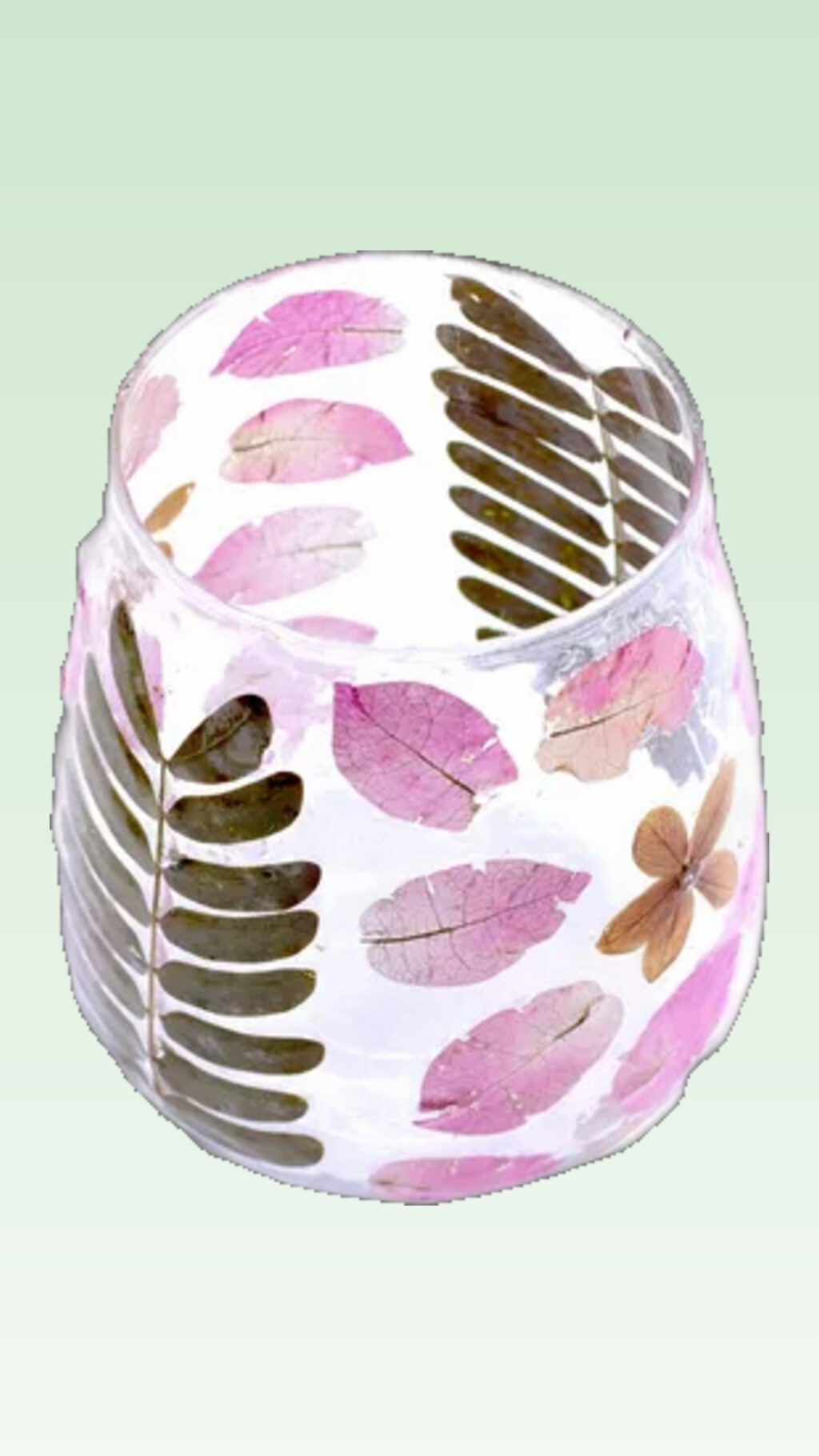 Porta candela in vetro naturale floreale — per un angolo di primavera nella tua casa