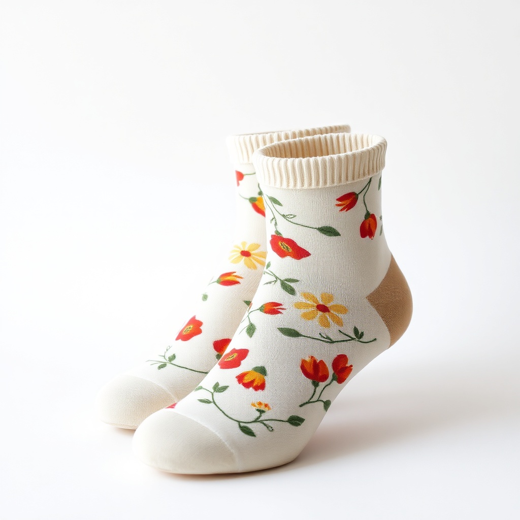 Calzini in bambù con disegno di coniglio in stile floreale — comfort elegante