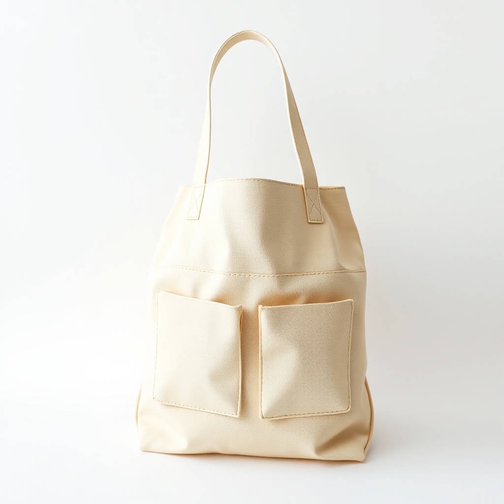 Borsone in legno con due tasche e tonalità neutre, per il tuo stile di ogni giorno, Medio