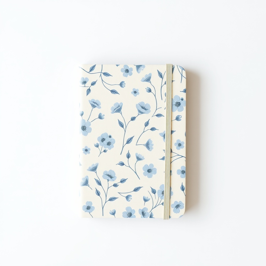 Quaderni di appunti in cotone — Ombre di fiori blu pastello per un angolo rilassante