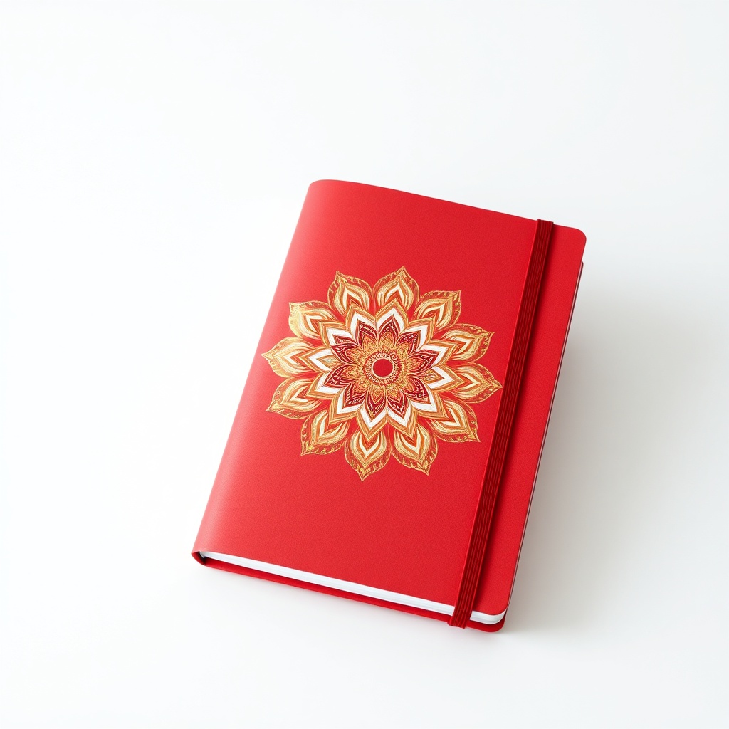 Red Wellness Journal - 120 pages - Golden Mandala and Lotus